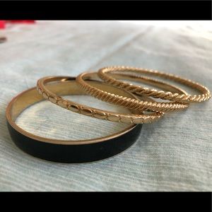 J. Crew Bangle Set in Black/Gold
